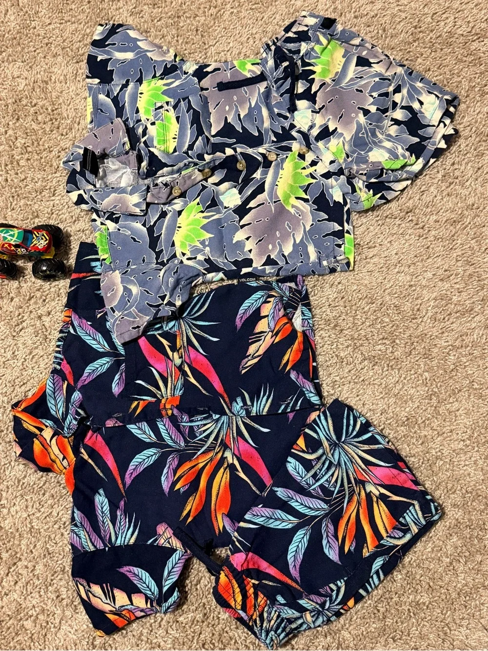 Volcom Kids Tropical Floral Matching Sets in Navy, Orange, Lime, Purple